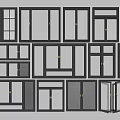 Modern Window Designs Featuring Black Frames Glass Panels Grilles And Open Styles 3d model