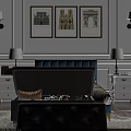 Cozy Bedroom Interior With Bed Pink Blanket White Nightstand And Grey Storage Ottoman
