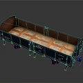 Railway Freight Car With Dark Blue Exterior Orange Interior Number 81054 Metal Structure