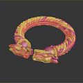 Gold Braided Bracelet With Intricate Dragon Head Decorations And Shiny Surface