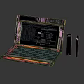 Modular Laptop With Open Design Mechanical Keyboard Technical Interface Screen And Accessories 3d model