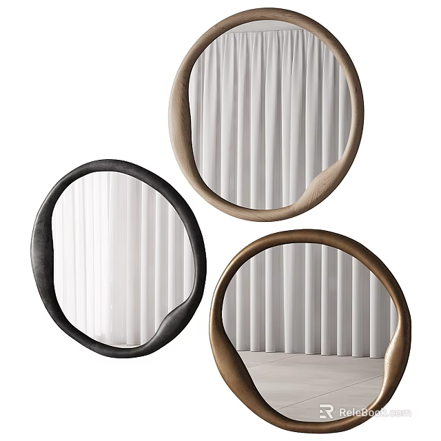 Three Round Mirrors With Unique Frame Designs For Modern Spaces 3d model