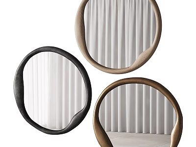 Three Round Mirrors With Unique Frame Designs For Modern Spaces 3d model
