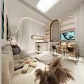 Modern Elegant Beauty Salon Interior With Sofa Area Product Shelves TV And Reception Desk