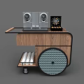 Functional Mobile Cart With Wooden Structure Appliances And Cup Storage 3d model