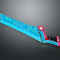 Futuristic Weapon Design In Blue And Pink With Modern Geometric Patterns And Structure