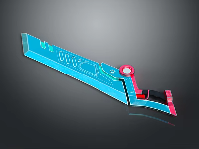 Futuristic Weapon Design In Blue And Pink With Modern Geometric Patterns And Structure 3d model