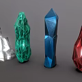 Colorful Polyhedron Gemstone Objects With Irregular Geometric Facets And 3D Rendered Design 3d model