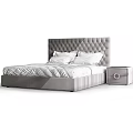 Modern Upholstered Double Bed With Quilted Headboard White Bedding And Bedside Tables 3d model