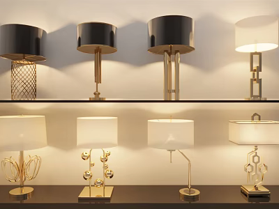 Stylish Modern Table Lamps With Various Designs And Metal Bases For Home Decor 3d model