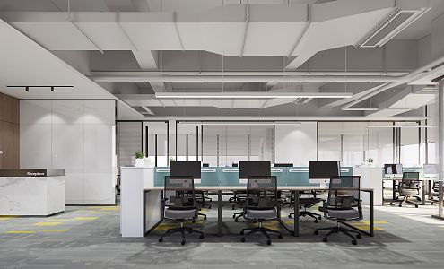 Modern public office area 3d model