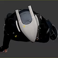 Sci Fi Humanoid Robotic Character In Black Bodysuit With Red Details And Mechanical Features