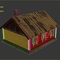 Rustic Log Cabin With Red Rustic Roof Chimney Wooden Exterior And Traditional Windows