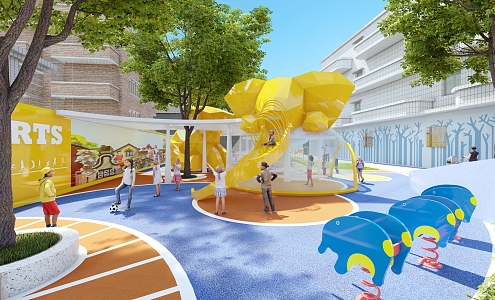 Modern Children's Play Area Elephant Theme Children's Area Combination 3d model