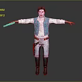 Adventurous Character With Teal Vest White Long Sleeve Gray Pants And Weapon Arms Outstretched