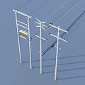 Pole Wire High Voltage Line AC Wire 3d model