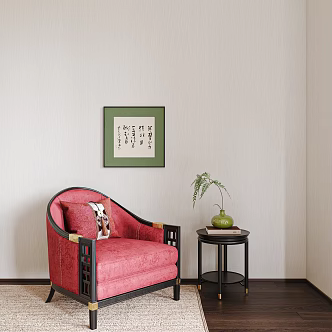 New Chinese Style Casual Sofa Chinese Style Side Canyon New Chinese Style Decorative Painting Vase Flower Art 3d model