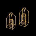 Modern Candle Lamp With Metal Frame White Candle And Square Base