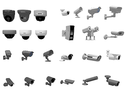 Projection Monitoring Systems Showcasing Various Surveillance Camera Types And Security Designs 3d model