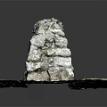 Handmade Rustic Natural Stone Wall With Green Grass Base And Reflective Ground Surface
