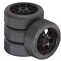 Stacked Car Tires With Black Alloy Rims Modern Styling And Sleek Design 3d model