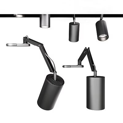 Modern Downlights and Spotlights Adjustable Arm Directional Lighting Black Metal Fixtures 3d model