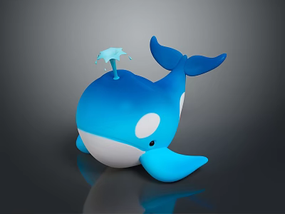Cute Blue Whale Toy Figure With Water Spray Feature And White Belly Design 3d model