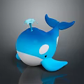 Cute Blue Whale Toy Figure With Water Spray Feature And White Belly Design