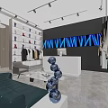 Modern Clothing Store Interior With Mannequins Clothing Racks Display Shelves And Spotlights