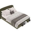 Modern Upholstered Double Bed with Comfortable Pillows Comforter and Blanket and Different Color Headboard Options