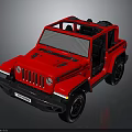 Red Open Top Off Road Vehicle With Open Doors And Black Wheels