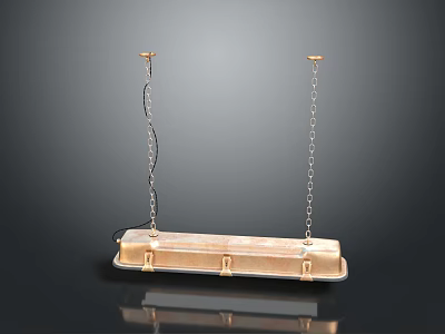 Sleek Modern Rectangular Chandelier With Metal Chain Hanging For Home Interior Design 3d model