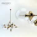 Minimalist Modern Brass Chandelier With Clear Glass Globe Shades And Multiple Bulbs