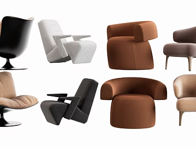 Modern Stylish Armchairs With Various Designs And Colors For Living Room Decor 3d model