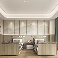 Modern Bedroom Interior With Two Single Beds Wooden Nightstands And Landscape Backdrop