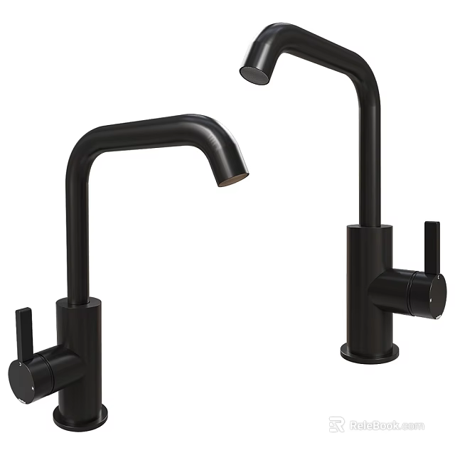 Modern Black Kitchen Faucets With High Arc Spout And Single Handle Sleek Design 3d model 