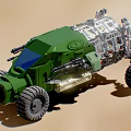 Green Off Road Functional Vehicle With Large Tires Exposed Frame And Mechanical Design Elements 3d model