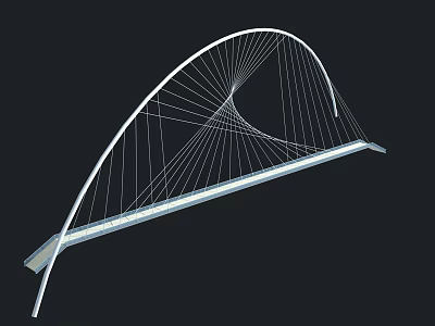 Modern Arch Bridge Featuring Sleek Steel Cables And Contemporary Architectural Details 3d model