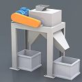 Industrial Equipment with Blue Motor Metal Frame and Discharge Bins