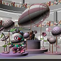 Cartoon Character Inflatable Model For Shopping Mall Event With Pink Decoration And Balloon Elements
