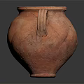 Ancient Rustic Red Clay Pot With Textured Surface And Single Handle 3d model