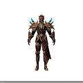 Elaborate Fantasy Armored Character With Gold Red Armor And Blue Accent Details 3d model