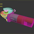 Industrial Electric Motor With Red Body Gray Middle Section White Top Cover And Ventilation Slots