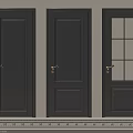 Black Hinged Doors With Different Designs And Brass Handles For Home Interior Design