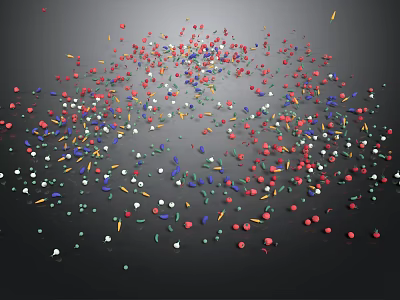 Colorful Food Particles Scattered On Dark Background With Various Shapes And Sizes 3d model