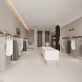 Modern Clothing Store Interior With Spacious Layout Large Mirror Sofa And Display Shelves