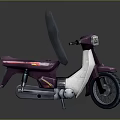Purple Scooter With Black Seat Headlight Decorative Stripes And Sleek Body Design