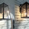 Various Design Wall Lamps Mounted On White Brick Wall For Home Decor 3d model