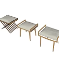 Minimalist Modern Leisure Chairs With Wooden Frame And Gray Padded Seats