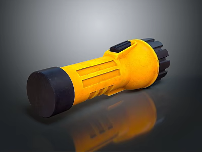 Industrial Drill Bit with Yellow and Black Cylindrical Design Toothed End and Grooved Body 3d model